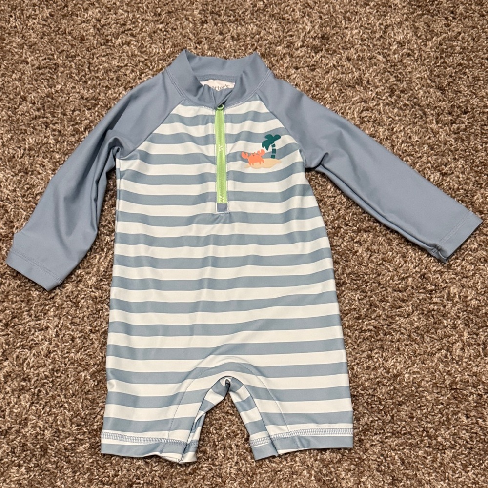 Carter's Blue and White Striped Rashguard
